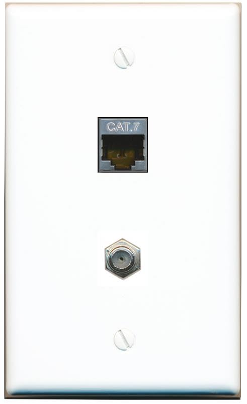 RiteAV Coax and Cat7 Wall Plate - Flat [White/White]