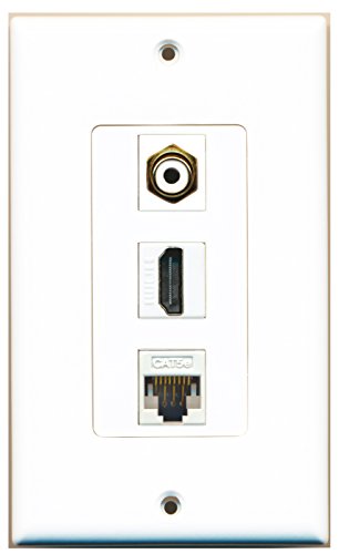 RiteAV 1 Port HDMI 1 RCA White 1 Cat5e Ethernet White Wall Plate OVERSIZED