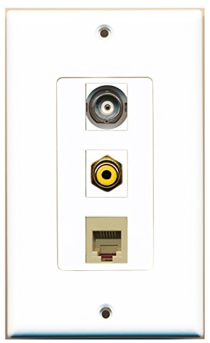 RiteAV 1 Port RCA Yellow 1 Port Phone RJ11 RJ12 Beige 1 Port BNC Wall Plate OVERSIZED