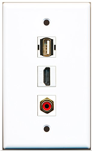 RiteAV - 1 Port HDMI 1 RCA Red 1 USB A-A Wall Plate