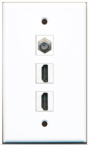 RiteAV - 2 Port HDMI 1 Coax Cable TV- F-Type Wall Plate
