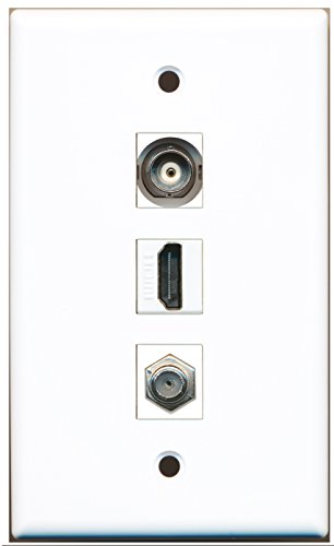 RiteAV - 1 Port HDMI 1 Coax Cable TV- F-Type 1 BNC Wall Plate