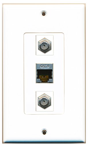 RiteAV 2 Port Coax Cable TV- F-Type 1 Port Shielded Cat6 Ethernet Wall Plate OVERSIZED