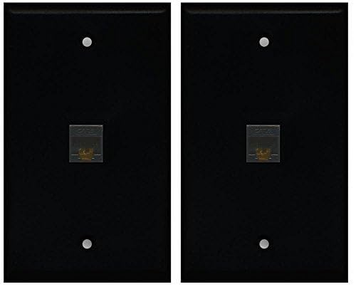 RiteAV - 1 Port Cat6 Rj45 Ethernet Wall Plate (2-PACK) no tools needed (Black)