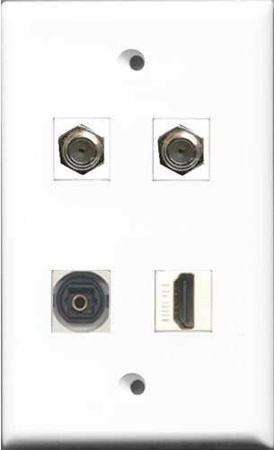 RiteAV 1 Port HDMI 2 Port Coax Cable TV- F-Type and 1 Port Toslink Wall Plate