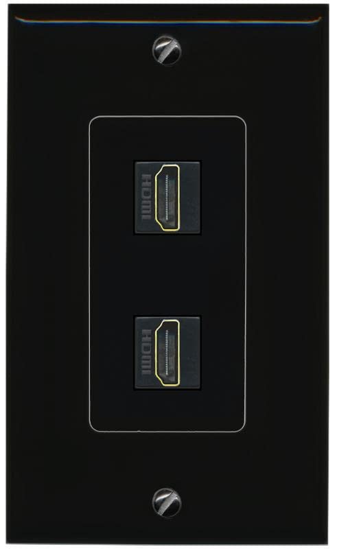 RiteAV Custom HDMI Wall Plate 2 Port - 1 Gang [Black/Black]