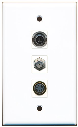 RiteAV - 1 Port Coax Cable TV- F-Type and 1 Port S-Video and 1 Port 3.5mm Wall Plate
