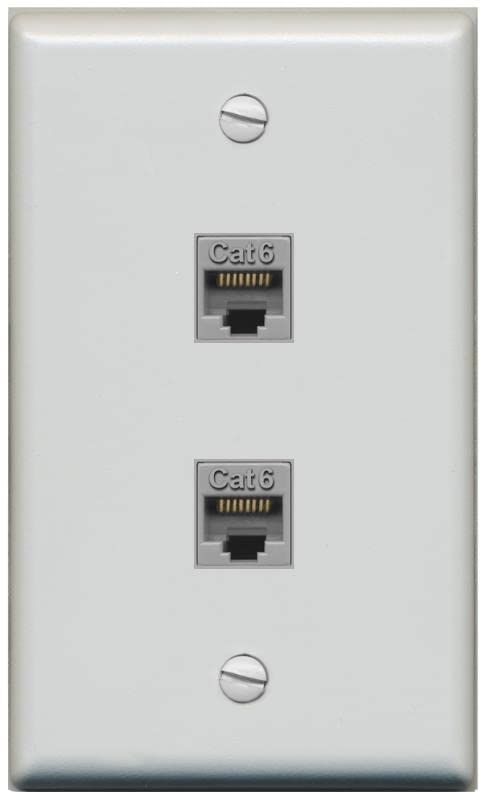 RiteAV 2 Port Cat6 Ethernet Wall Plate - Flat [Gray/Gray]