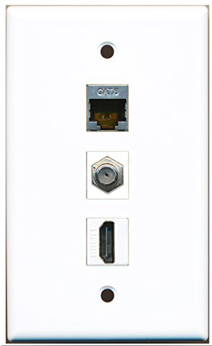 RiteAV - 1 Port HDMI and 1 Port Coax Cable TV- F-Type and 1 Port Shielded Cat6 Ethernet Wall Plate