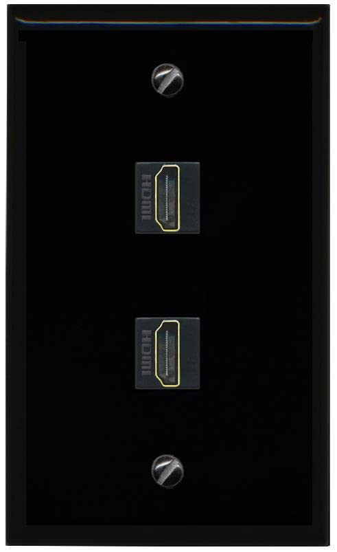 RiteAV Custom HDMI Wall Plate 2 Port - Flat [Black/Black]