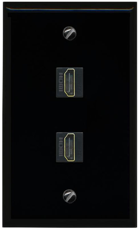 RiteAV Custom HDMI Wall Plate 2 Port - Flat [Black/Black]