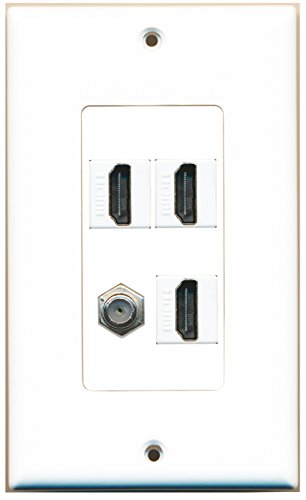 RiteAV 3 Port HDMI 1 Port Coax Cable TV- F-Type Wall Plate OVERSIZED