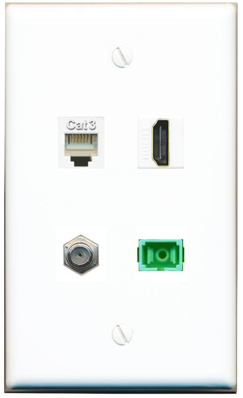 RiteAV - COAX HDMI PHONE SC-APC Singlemode Simplex Wall Plate Flat White