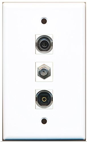 RiteAV - 1 Port Coax Cable TV- F-Type and 1 Port Toslink and 1 Port 3.5mm Wall Plate