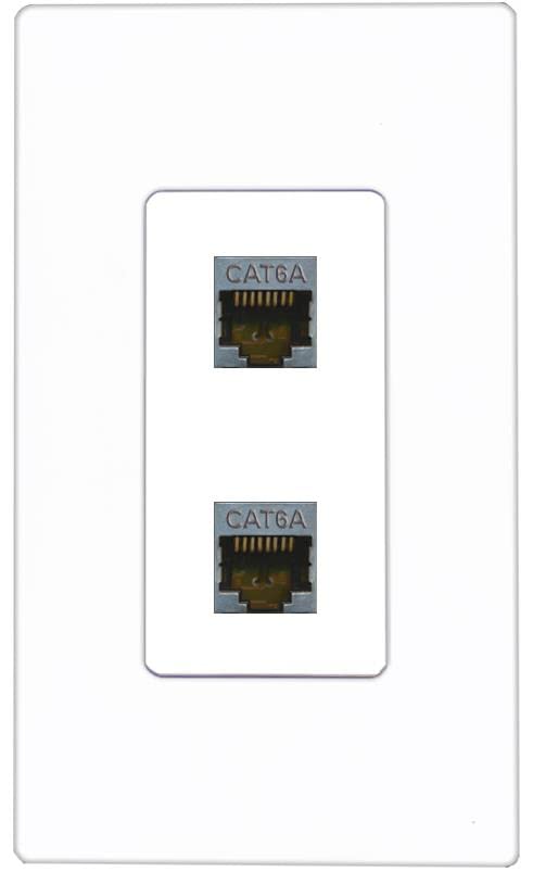RiteAV 2 Port Cat6A Wall Plate - 1 Gang [Screwless White]