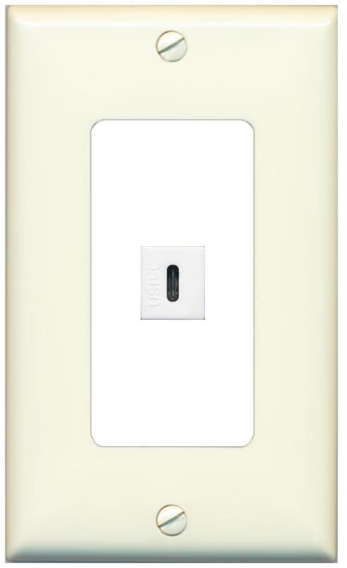 RiteAV USBC Wall Plate - 1 Gang [Light-Almond/White]