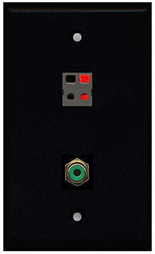 RiteAV - Black 1 Port RCA Green 1 Port Speaker Wall Plate