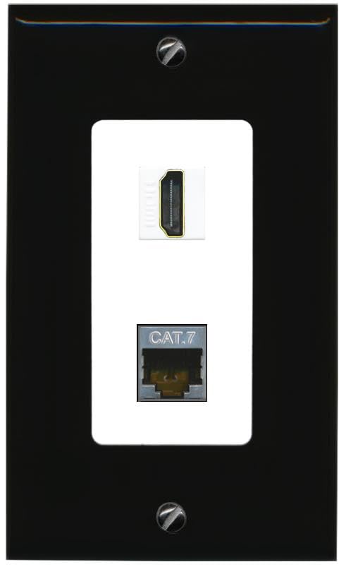 RiteAV HDMI and Cat7 Wall Plate - 1 Gang [Black/White]