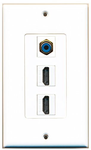 RiteAV 2 Port HDMI 1 RCA Blue Wall Plate OVERSIZED