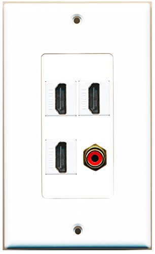 RiteAV 3 x HDMI and 1 x RCA Red Port Wall Plate OVERSIZED White