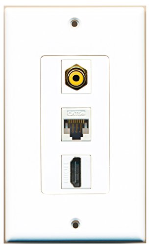 RiteAV 1 Port HDMI 1 Port RCA Yellow 1 Port Cat5e Ethernet White Wall Plate OVERSIZED