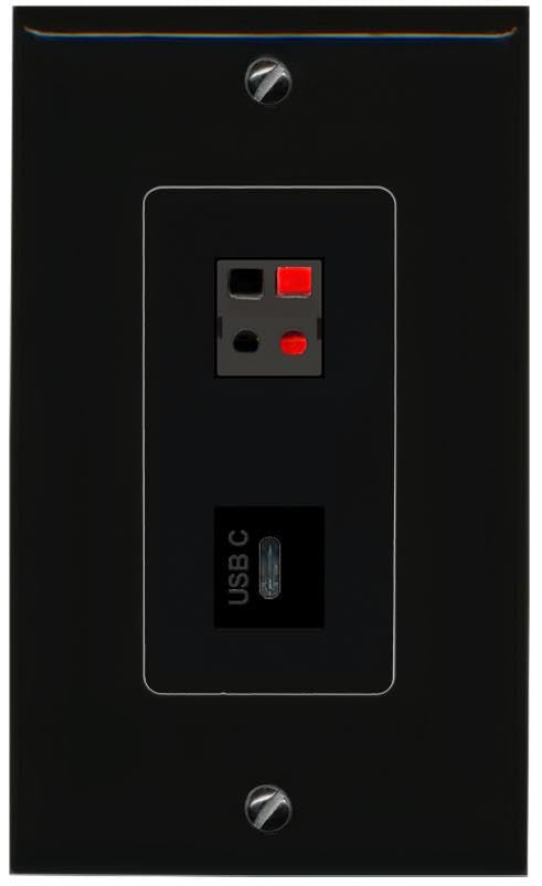 RiteAV Speaker USBC Wall Plate Decorative [Black]