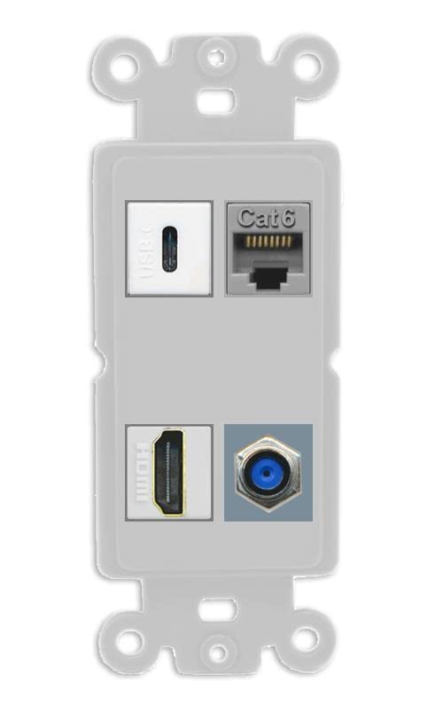 RiteAV USBC HDMI Cat6 Coax F81 Wall Plate - Rocker [Gray/Gray]