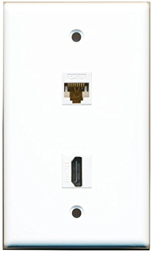 RiteAV - 1 Cat6 Ethernet and 1 HDMI Port Wall Plate - White - Bracket Included