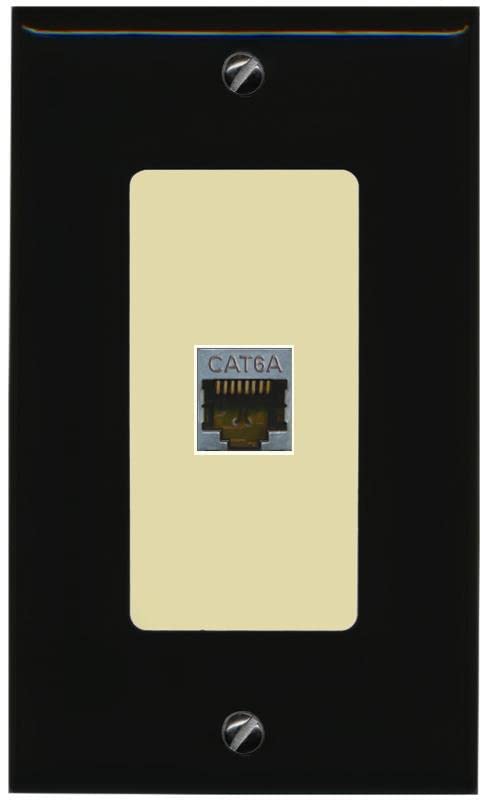 RiteAV 1 Port Cat6A Wall Plate - 1 Gang [Black/Ivory]