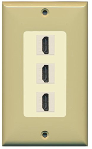 RiteAV HDMI 2.0 Keystone Decorative Wall Plate - Ivory/Light Almond 3 Port