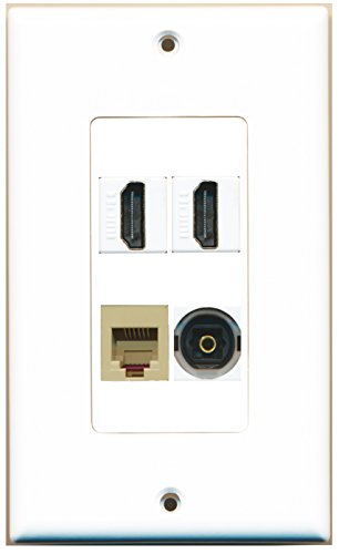 RiteAV 2 Port HDMI 1 Port Phone RJ11 RJ12 Beige 1 Port Toslink Wall Plate OVERSIZED