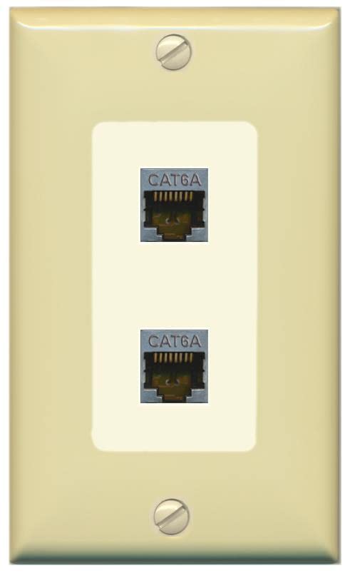 RiteAV 2 Port Cat6A Wall Plate - 1 Gang [Ivory/Light-Almond]