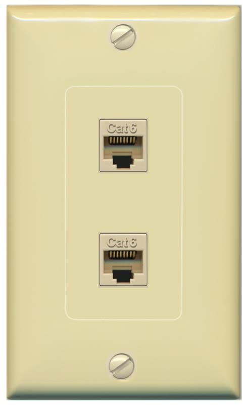 RiteAV 2 Port Cat6 Ethernet Wall Plate - 1 Gang [Ivory/Ivory]