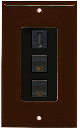 RiteAV - 1 Port HDMI 2 Port Cat6 Ethernet Decorative Wall Plate - Brown/Black