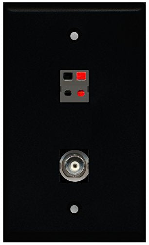 RiteAV - Black 1 Port BNC 1 Port Speaker Wall Plate