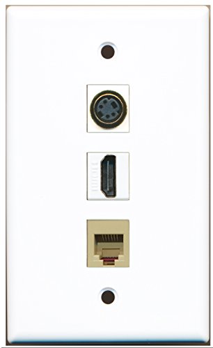 RiteAV - 1 Port HDMI 1 Phone RJ11 RJ12 Beige 1 S-Video Wall Plate