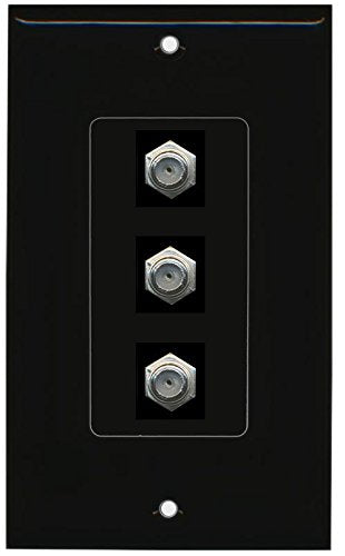 RiteAV (1 Gang Decorative 3 Coax Black Wall Plate Black