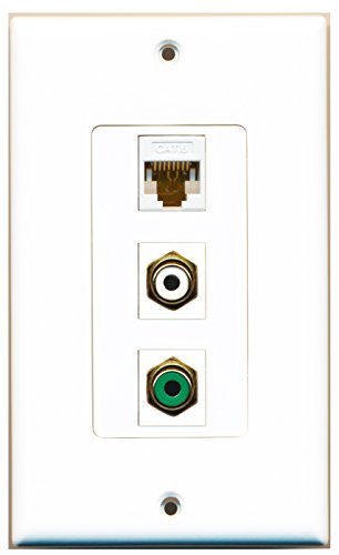 RiteAV 1 Port RCA White 1 Port RCA Green 1 Port Cat6 Ethernet White Wall Plate Oversized