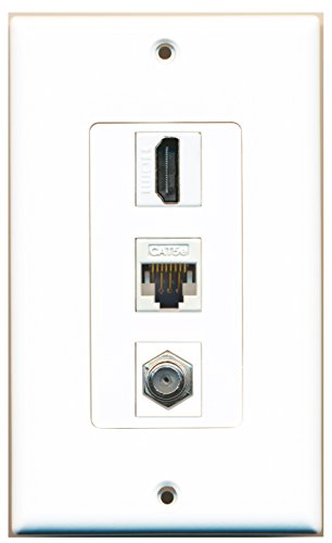 RiteAV 1 HDMI 1 Cat5e Ethernet and 1 Coax Female Wall Plate OVERSIZED