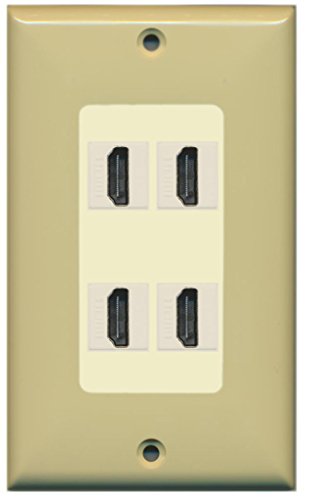 RiteAV HDMI 2.0 Keystone Decorative Wall Plate - Ivory/Light Almond 4 Port