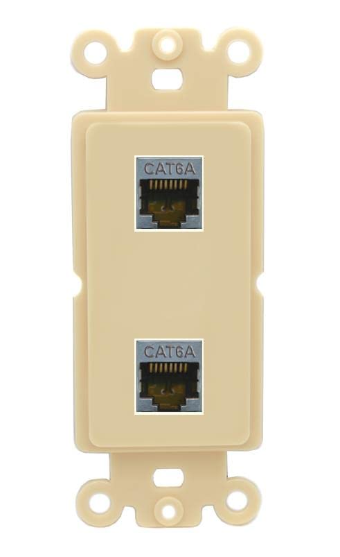 RiteAV 2 Port Cat6A Wall Plate - Rocker [Ivory/Ivory]