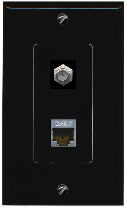 RiteAV CAT7 Coax Wall Plate Decorative [Black]