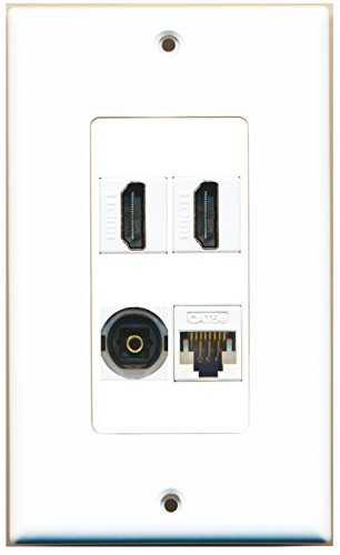 RiteAV 2 Port HDMI 1 Port Toslink 1 Port Cat5e Ethernet White Wall Plate OVERSIZED