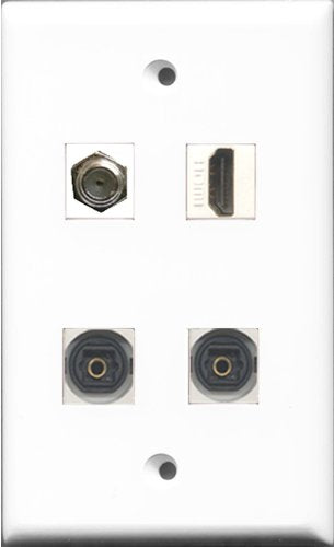 RiteAV 1 Port HDMI and 1 Port Coax Cable TV- F-Type 2 Port Toslink Wall Plate