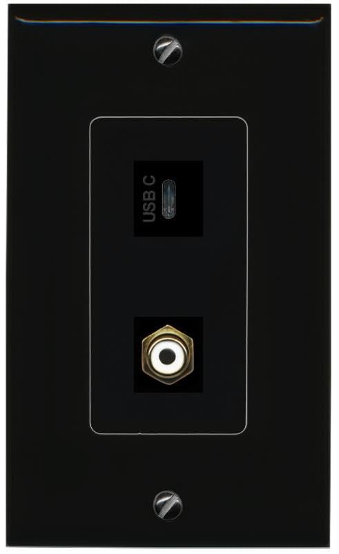 RiteAV RCA-White USBC Wall Plate Decorative [Black]