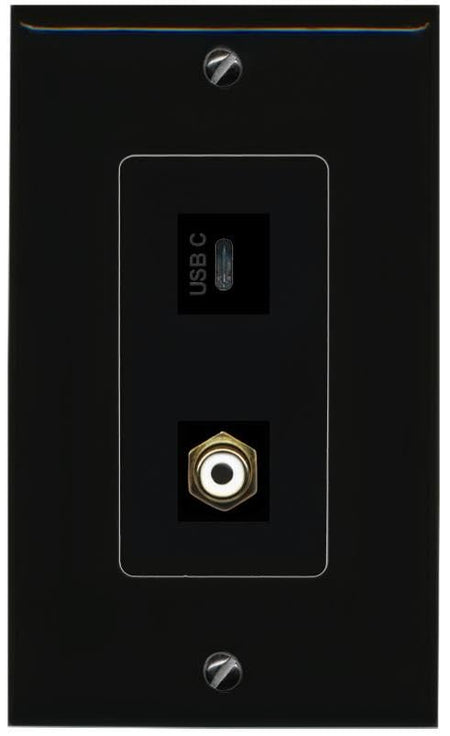 RiteAV RCA-White USBC Wall Plate Decorative [Black]