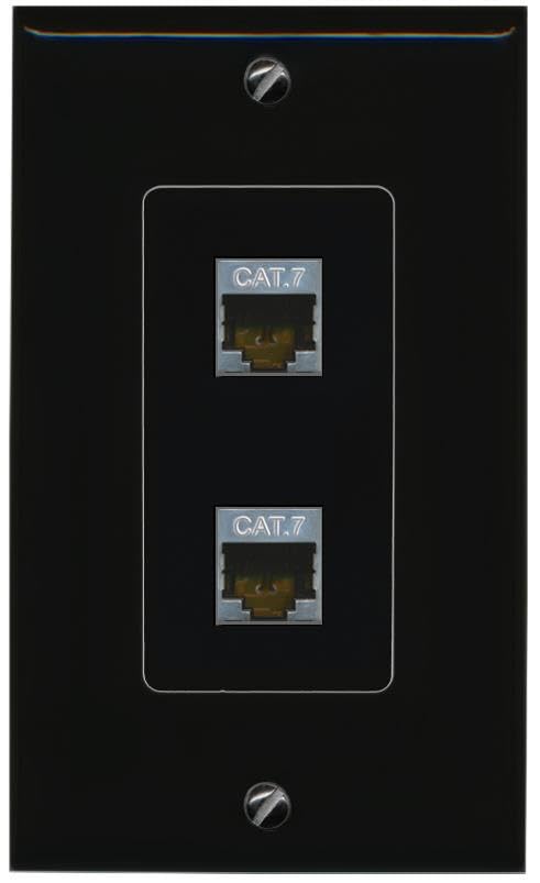 RiteAV 2 CAT7 Wall Plate Decorative [Black]