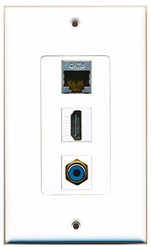 RiteAV 1 Port HDMI 1 RCA Blue 1 Shielded Cat6 Ethernet Wall Plate OVERSIZED