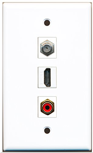 RiteAV - 1 Port HDMI 1 RCA Red 1 Coax Cable TV- F-Type Wall Plate