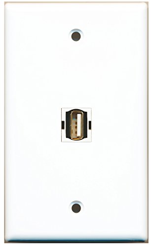 RiteAV 1 USB A/A White for Computer & Printer Wall Plate Coupler Keystone Typ.